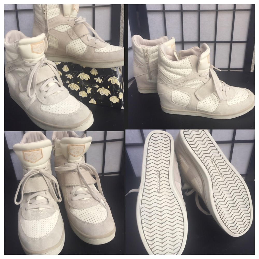Skechers SKCH +3 taupe wedge high top size 8 1/2